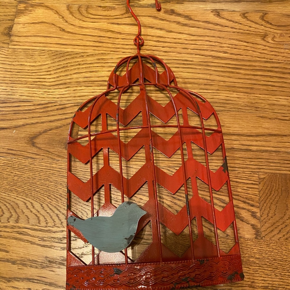 Hanging Red Bird Cage